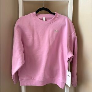 ALO Accolade Candy Heart Pink Crewneck Sweatshirt